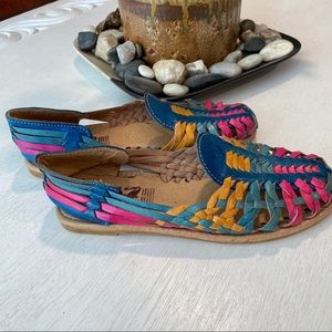 Tonita Huraches Sandals Flats Woven Leather Mexico
